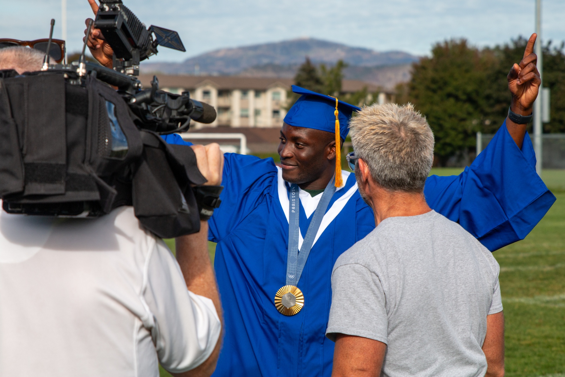 Olympic Gold Medalist Jerome Blake returns to RSS to inspire current students
